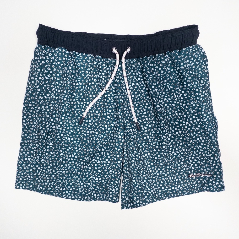 Ben Sherman Floral Swim Trunks Elastic‎ Mesh Liner Waistband Drawstring Mens M